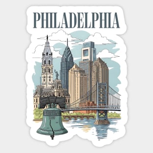 Liberty Bell & Skyline PHILADELPHIA Sticker